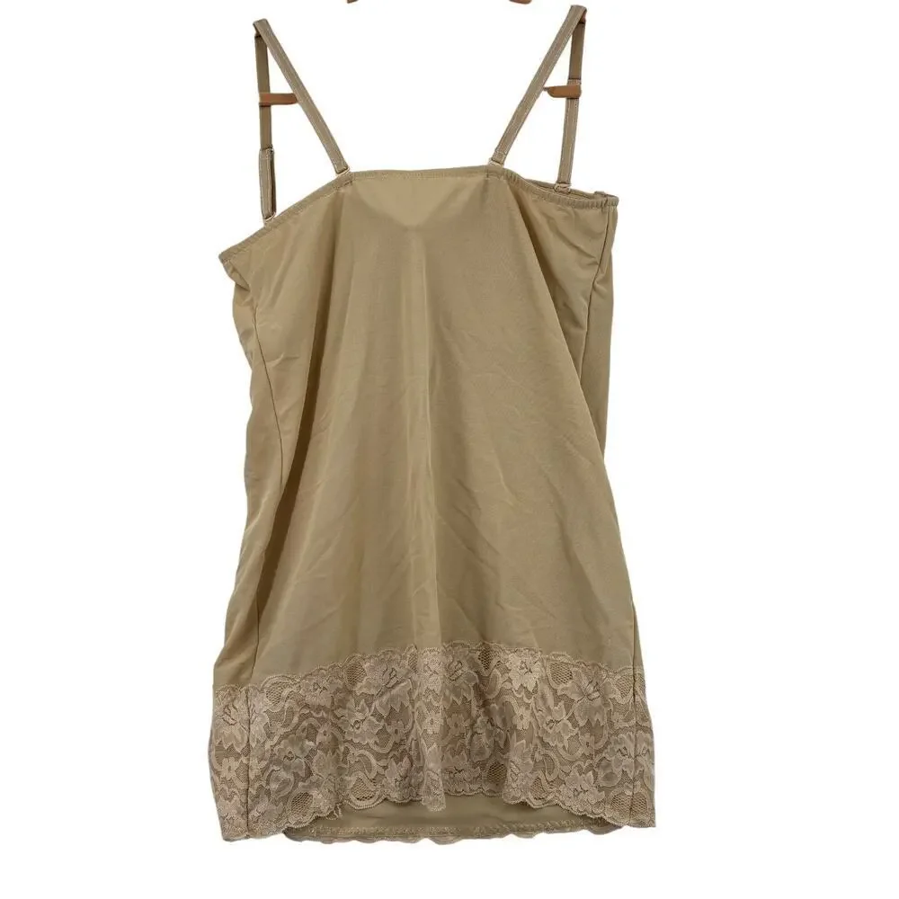 Shape Fx Slip with Built In Underwire Bra Size 38C Beige Shapewear Lace Hem